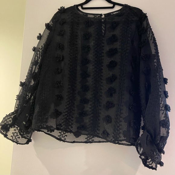 SHEIN Sheer Long Sleeve Blouse - Picture 2 of 5